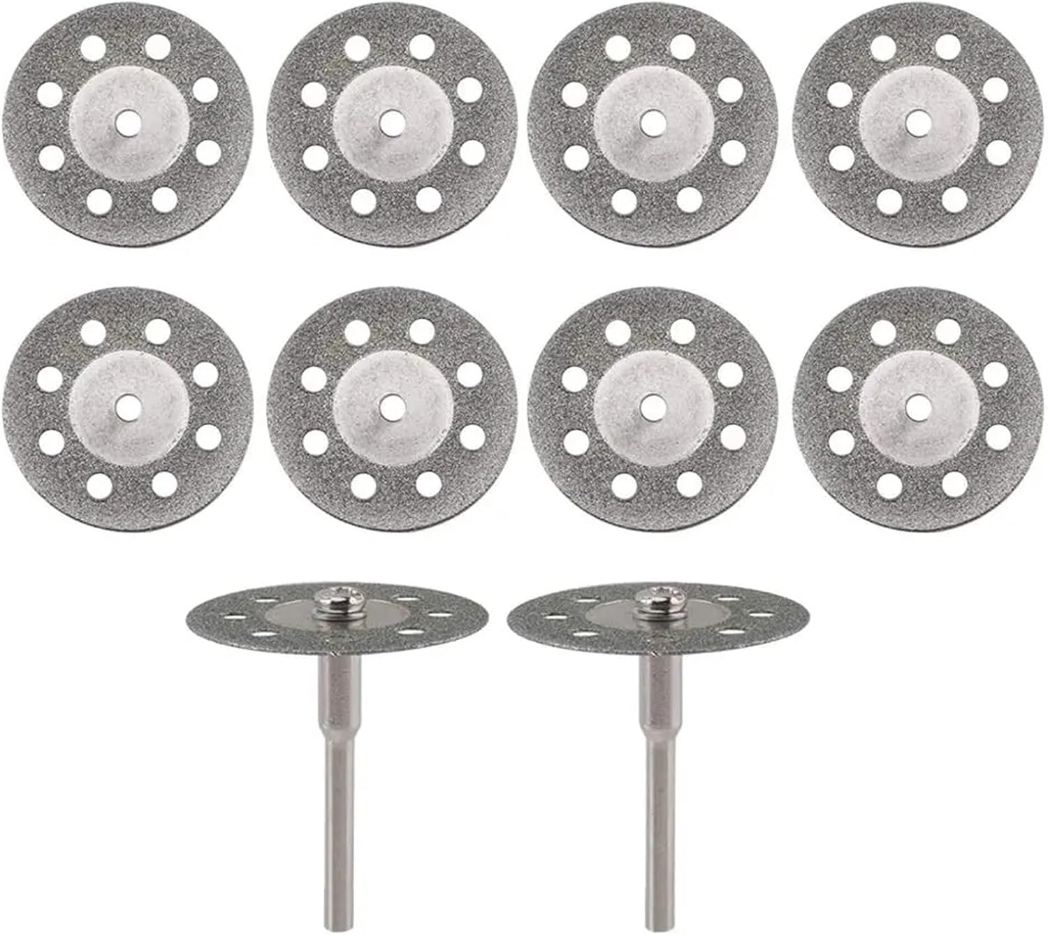 10 Pack 20/22/25/30 Mm Diamond Cutting Wheels for Rotary Tool 2 Mandrels Set Kit Cuts Stone Glass Metal Masonry Cutter(30mm)