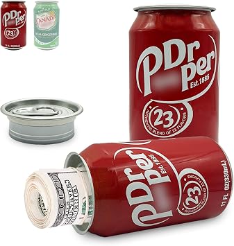 Soda Pop Can Diversion Safe, Hidden Safe Stash with Realistic Design for Secure Storage, Secret Hidden Storage for Cash, Jewelry, Keys & Small Valuables Perfect for Home, Office, and Car - Pepper