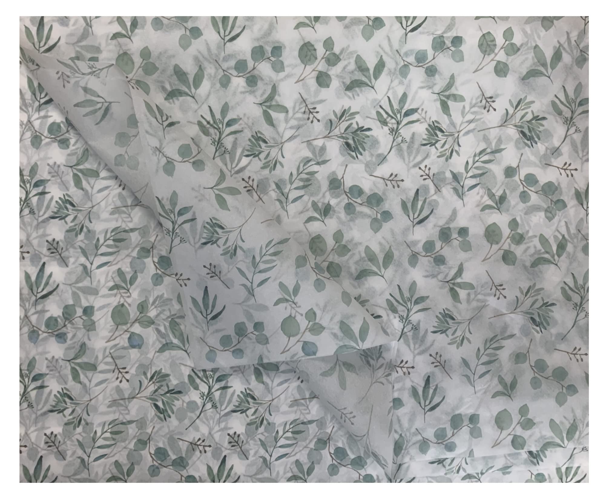 Botanical Floral Rose Garden Daisy Flower Tissue Paper Wrapping Sheets 50x75cm (20 Sheets, Eucalyptus)