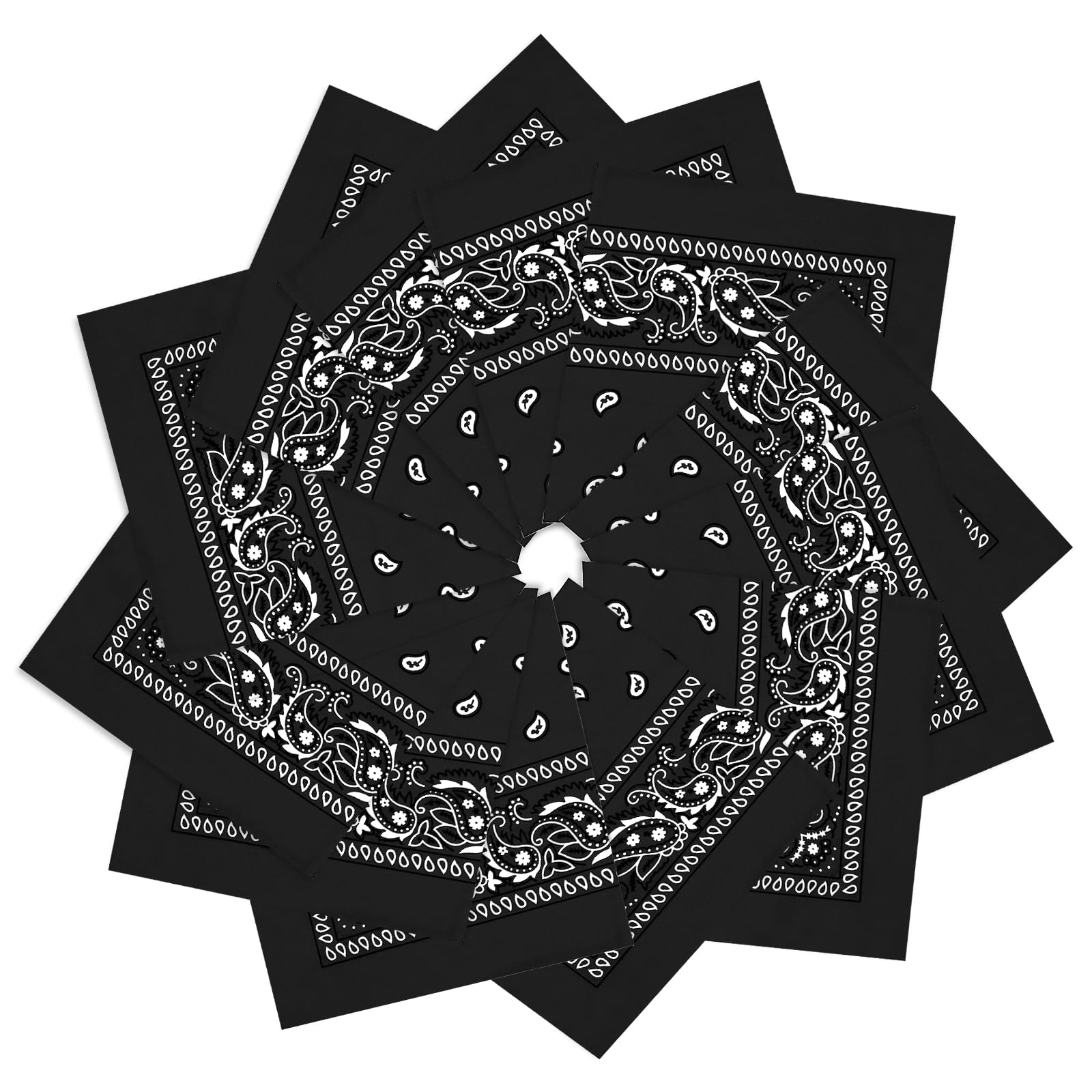 12 Pack Bandanas Unisex Paisley Cowboy Bandanas Bulk Multi Purpose Headband Scarf for Men Women Costume