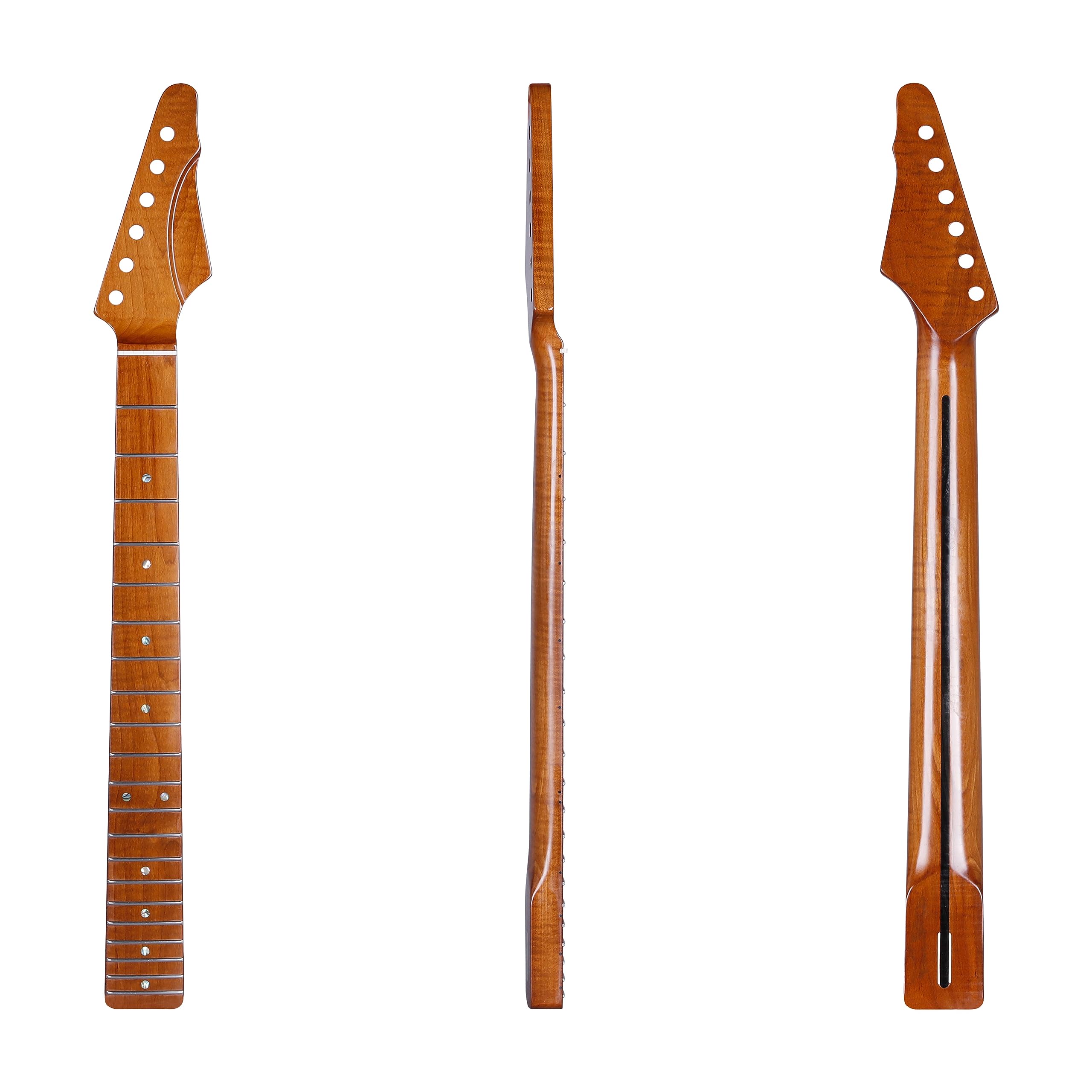 Leo Jaymz Electric Guitar Neck Matte Standard Series - One Piece Selected Roasted Maple - 21 Frets, 9.5","C" Shape (Standard Matte TL Maple)