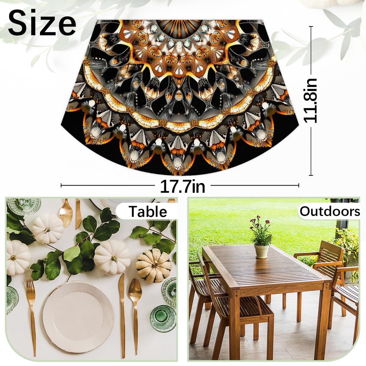 Lot de 5 sets de table en forme de fleur mandala bohème - 4 sets de table et 1 set de table rond - Lavables - Résistants à la chaleur et antidérapants - Pour cuisine, extérieur, fête, décoration de