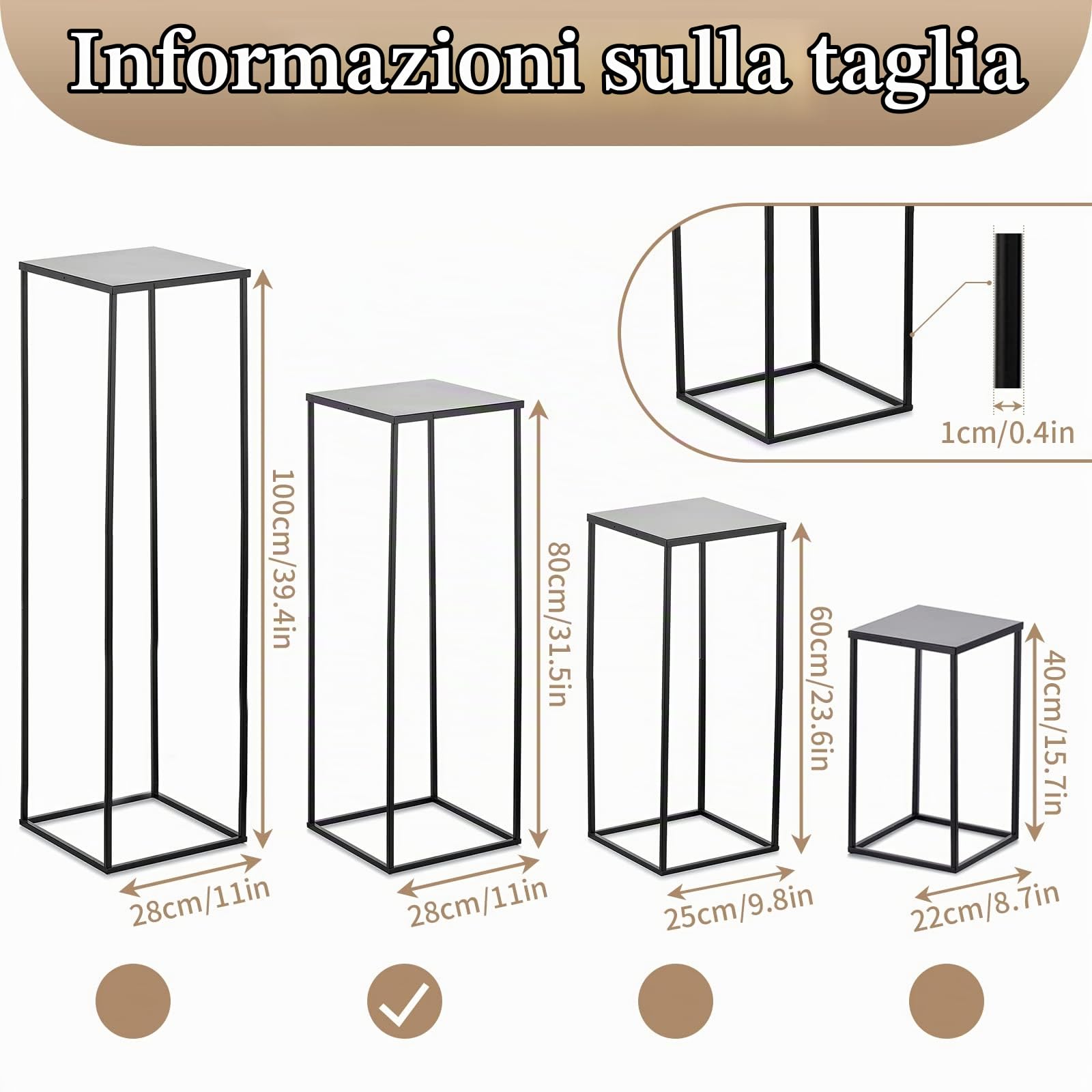 Sziqiq 80cm Alto Vaso Centrotavola per Fiori - 2 Pezzi Centrotavola per Matrimonio in Metallo Nero Per Guinzagli Stradali Geometrico Da Pavimento Per Eventi Battesimo Festa Matrimonio Ricevimento