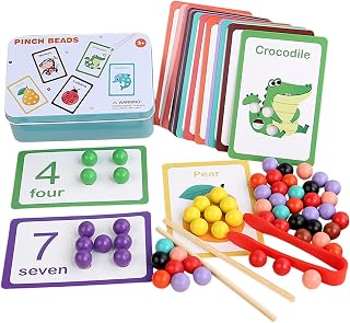Fine Motor Skill Toys for, Bead Clip Educational Game, Wooden Beads for Kid