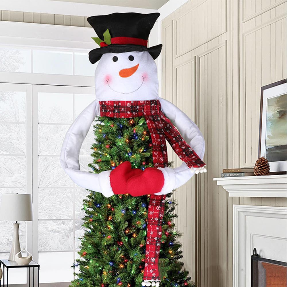 Christmas Tree Topper Large Snowman Xmas Treetop Star Hugger Snowman Christmas Tree Decorations Ornaments for Home Holiday