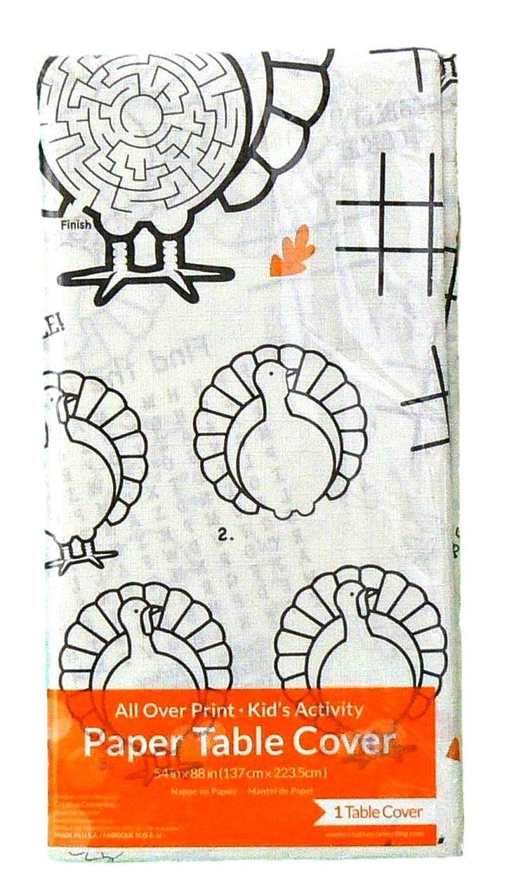 Children's Holiday Activity Paper Table Cover/Tablecloth Bundle 2 Pc - Thanksgiving, Christmas