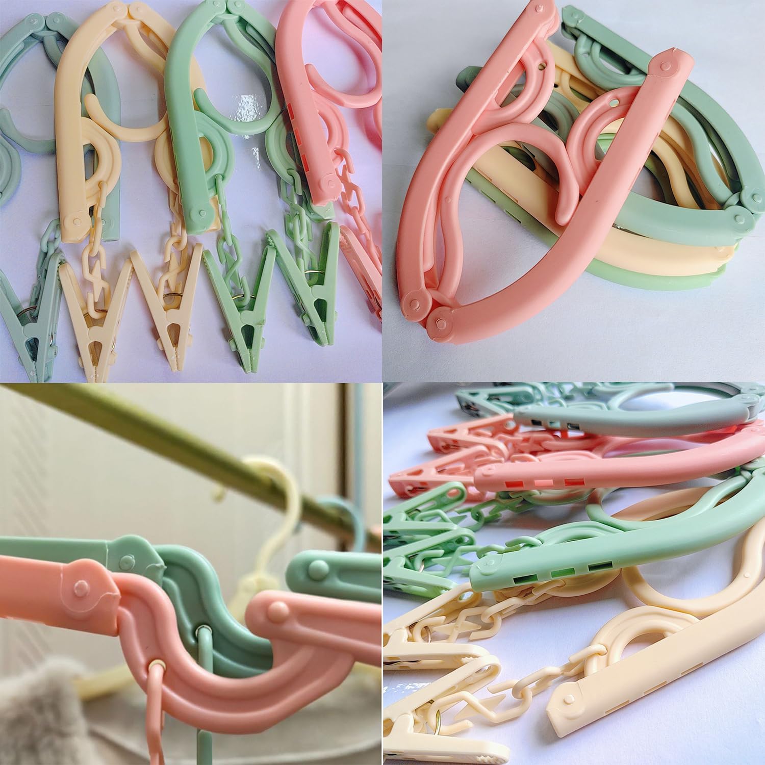 12 Pcs Foldable Travel Hangers with Clips, Plastic Hanger Folding Clothes Hangers Space Saving Clothes Hangers - Coat Hangers for Cruise Business Trip Travel