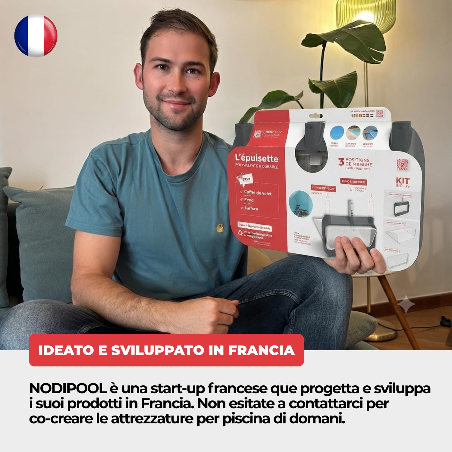 Nodi Net+ | Retino da Piscina Professionale 3-in-1 | Fondo, Superficie e Vano Tapparella Sommersa | Resistenza 32 kg | Rete Sostituibile | Duraturo ed Economico