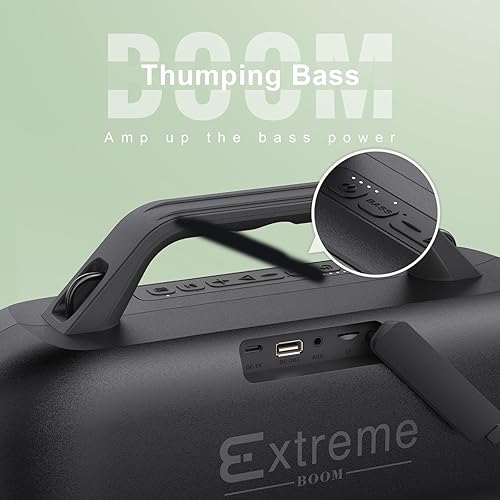 Miniatura 3 de DOSS Extreme Boom - Altavoz Bluetooth para exteriores con sonido potente de 60 W, graves profundos, tiempo de reproducción de 30 horas, banco de