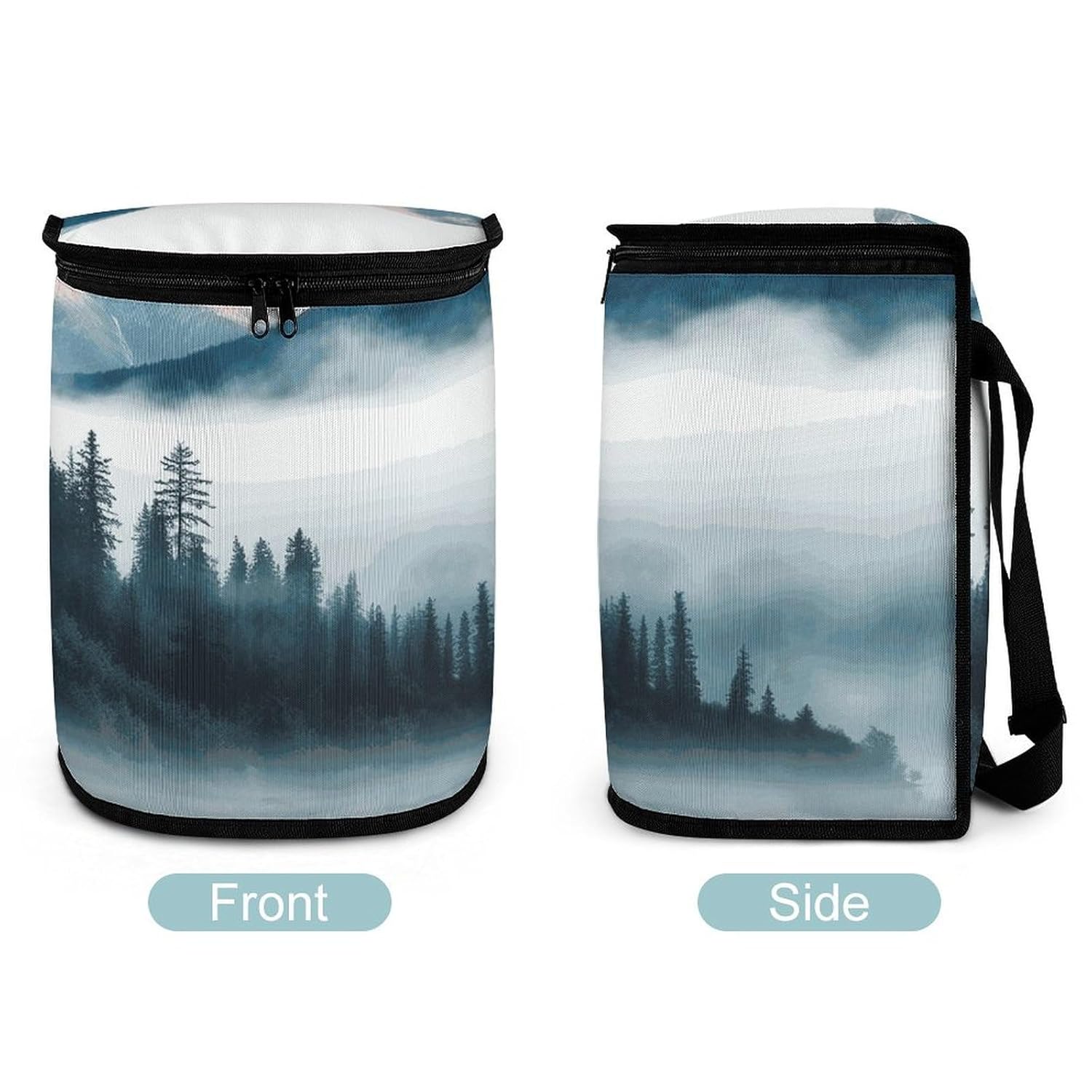 Hanging Car Trash Bag Foggy Mountains Landscape Printed Car Garbage Storage Bag Leakproof Car Trash Can Portable Garbage Storage Bags