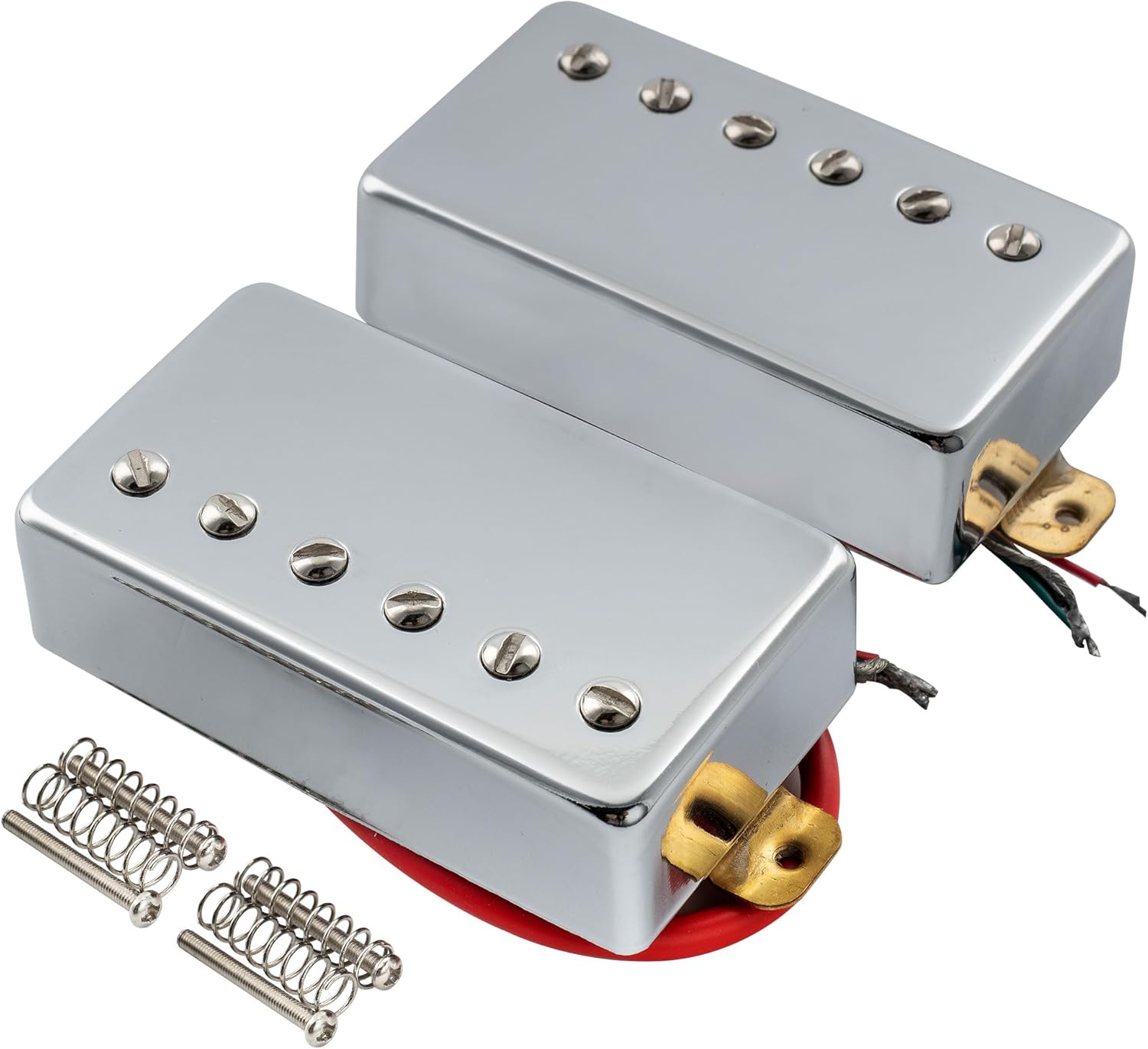 Musiclily Basic Ceramic Covered Guitar Humbucker Pickup Double Coil Pickups Neck Bridge Pickup Set for LP Style Electric Guitar, Chrome