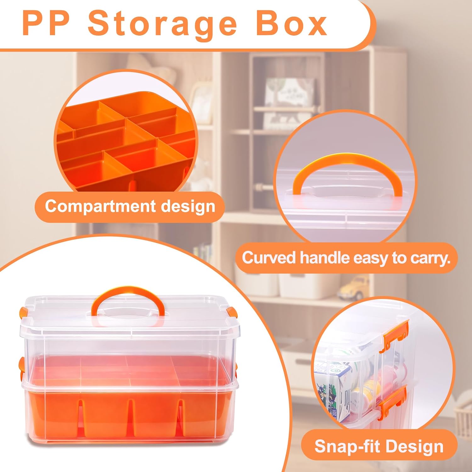 Storage Bins with Lids 2 Layer Plastic Containers for Beads Art Craft Organizer Stack Carry Box Storage Bin for Organizing Art Craft&Sewing Makeup Nail Supplies Lego Crayon Playdoh Medicine Box