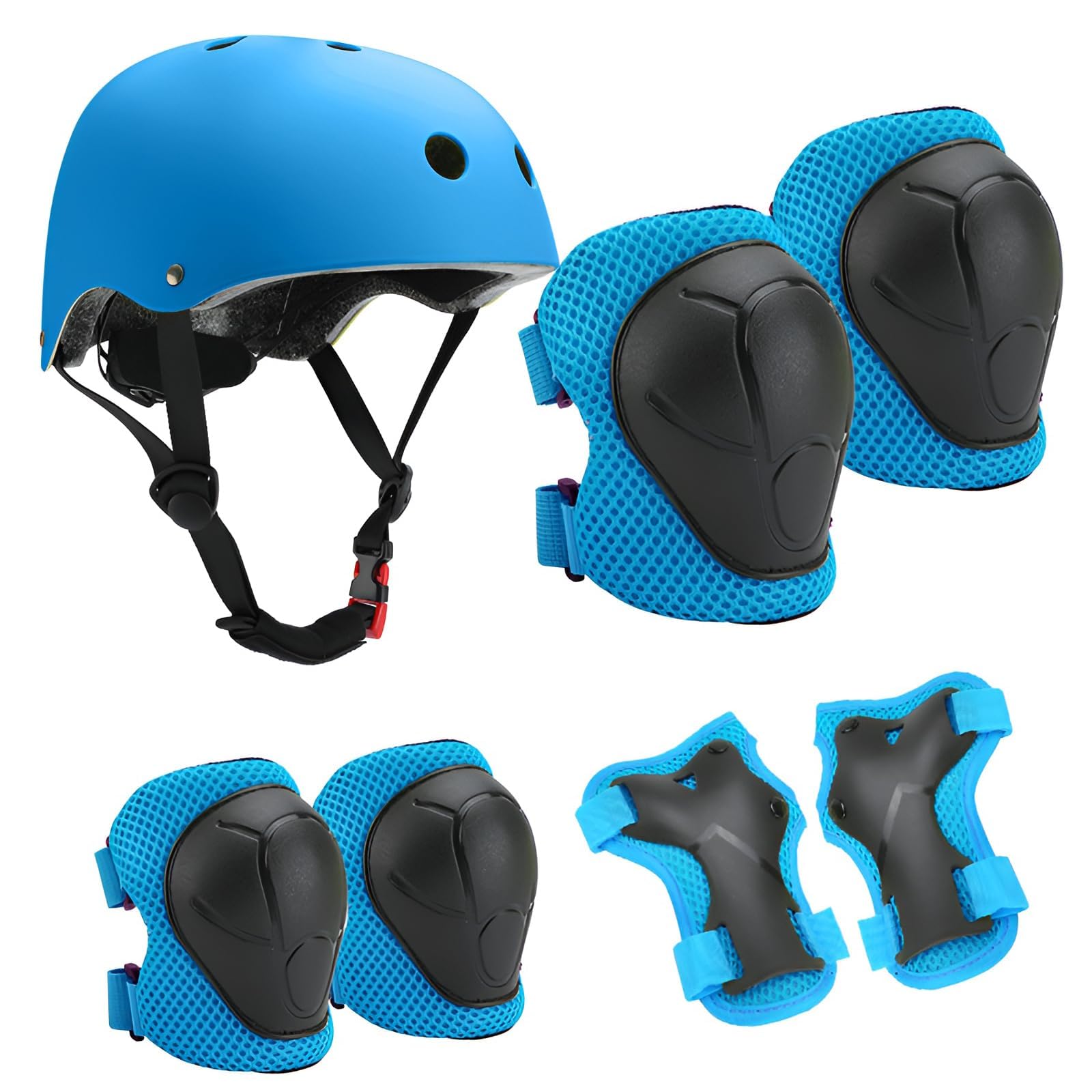 Kinderschutzhelm-Set mit verstellbarem Helm, Knie- und Ellbogenschützern und Handgelenkstützen für Skate, Fahrrad, Skating, Roller und andere Outdoor-Sportarten