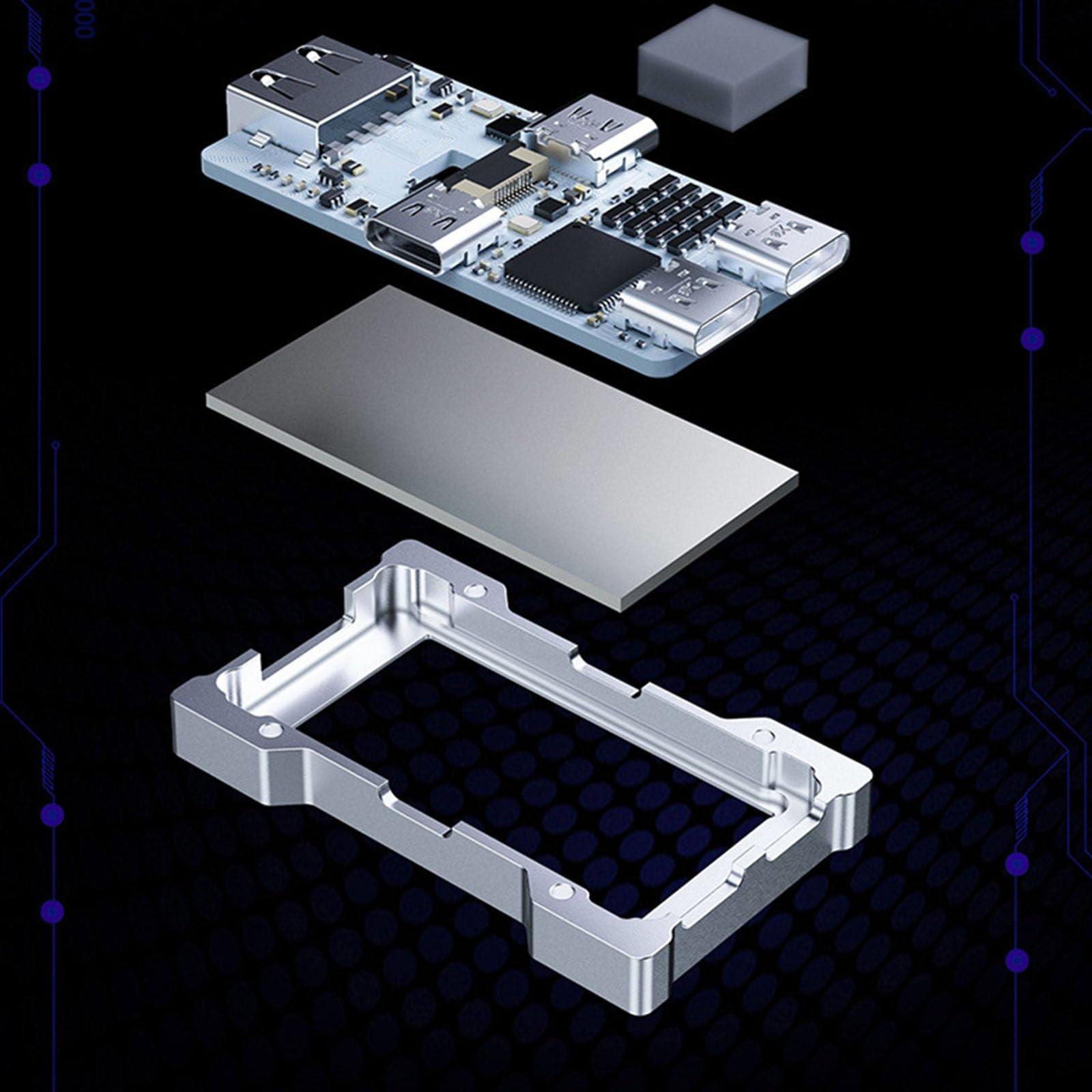 Wieloportowy hub USB C z zewnętrznym wejściem zasilania, transfer danych, koncentrator gamingowy, akcesoria do transmisji danych, akcesoria USB