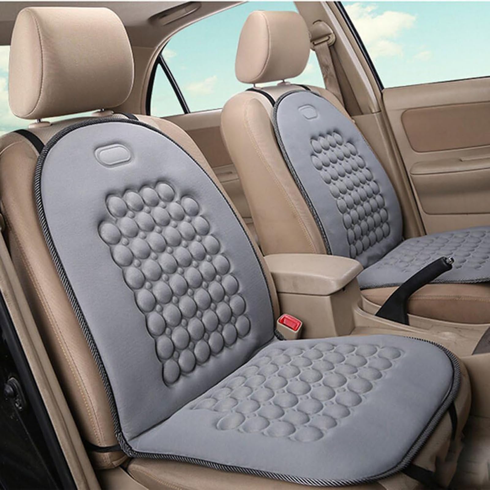 Rable Masaje Cojín de Asiento para Fiat Freemont/Idea/Linea/Multipla/Panda/Punto/Qubo, con Fondo Antideslizante para Aliviar la Presión de Las Caderas,A Gray-A