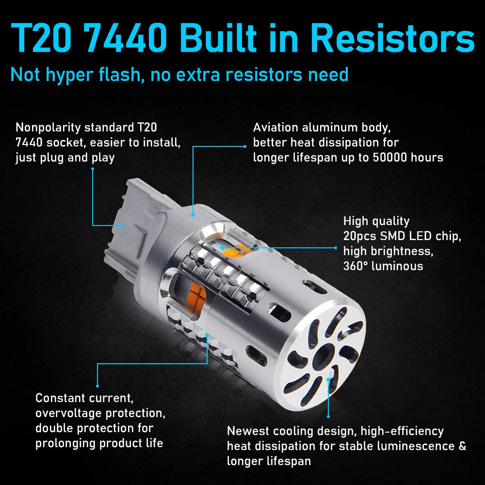OPP ULITE 7440 Led Bulbs Amber, Error Free Canbus Built In Resistor - View #8