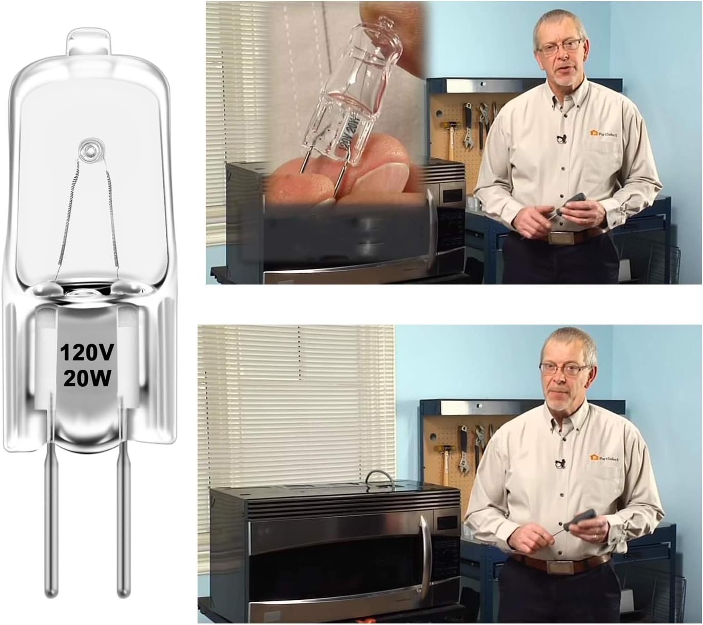 Wadoy WB36X10213 Microwave Light Bulbs G8 120V 20W Bulb Compitable with G-E Halogen Oven Parts (2 Packs) WB25X10019 WB08X10050 WB36X10246