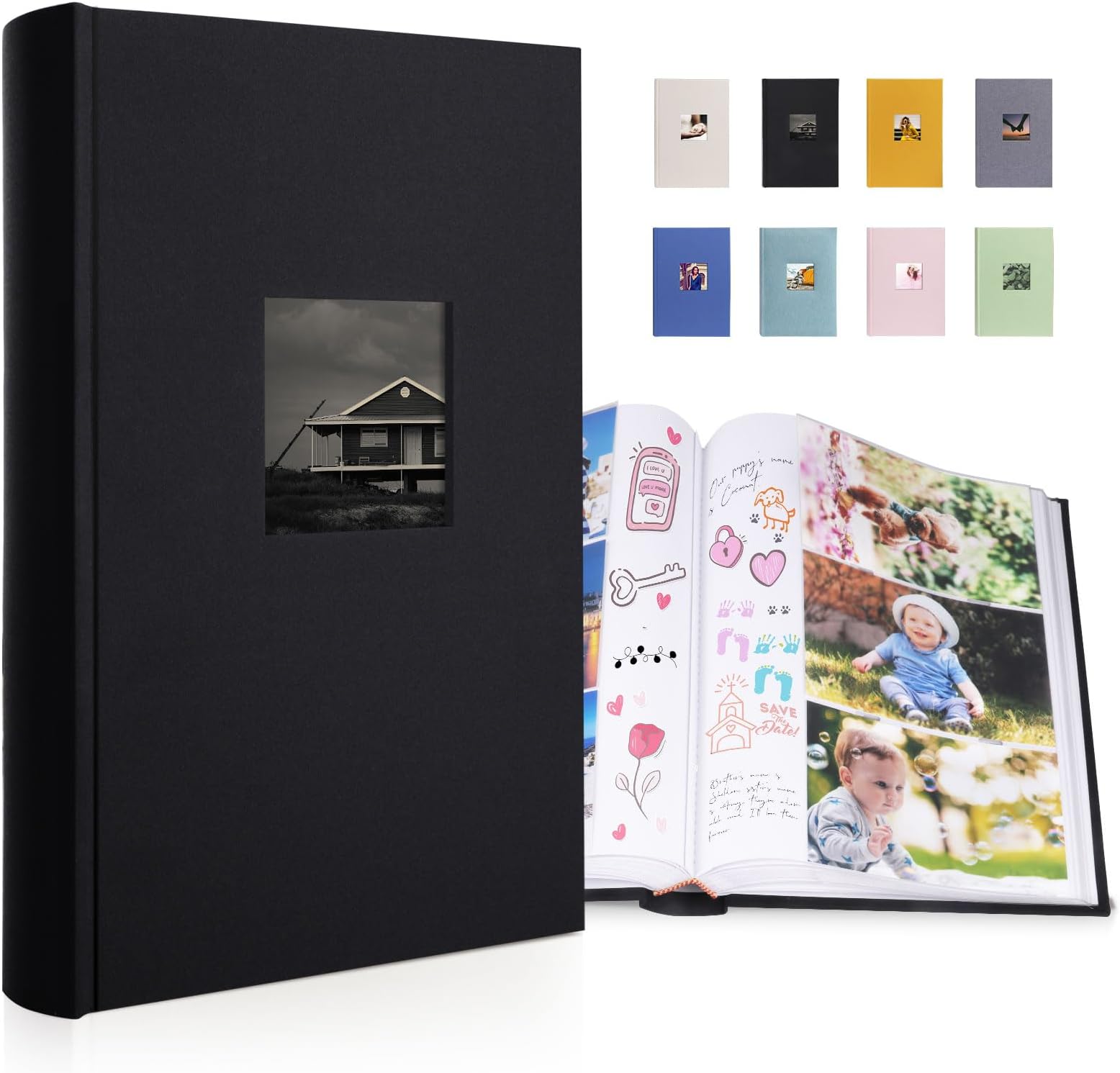 Luxury Fabric Photo Album 4x6 With Writing Space Acid Free Pockets Holds 300 Photos with Memo, 3 Per Pages Photobook Album for Wedding Vacation Family Beige