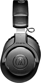 سماعات أذن لاسلكية Audio-Technica ATH-M20xBT، باللون الأسود، قابلة للتعديل