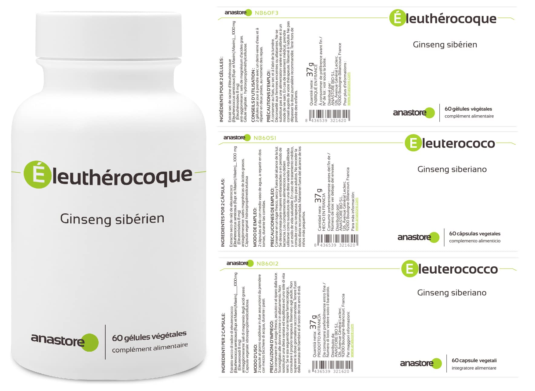 ELEUTEROCOCCO * PACK 3+1 GRATIS * 500 mg / 240 capsule * Titolato allo 0,8% in eleuterosidi * Energia, Equilibrio emozionale