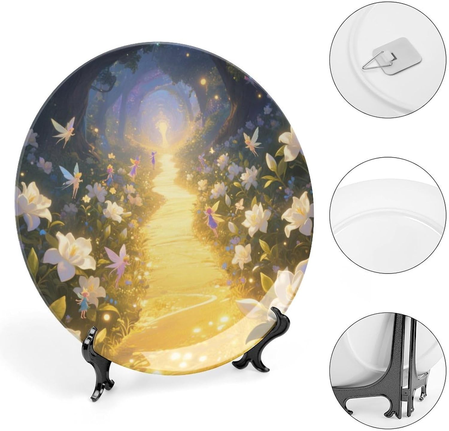 Bone China Decorative Plates Gardenia Ceramic Decorative Plate Wall Decor with Display Stand Ceramic Ornaments for Wall Hanging Decoration