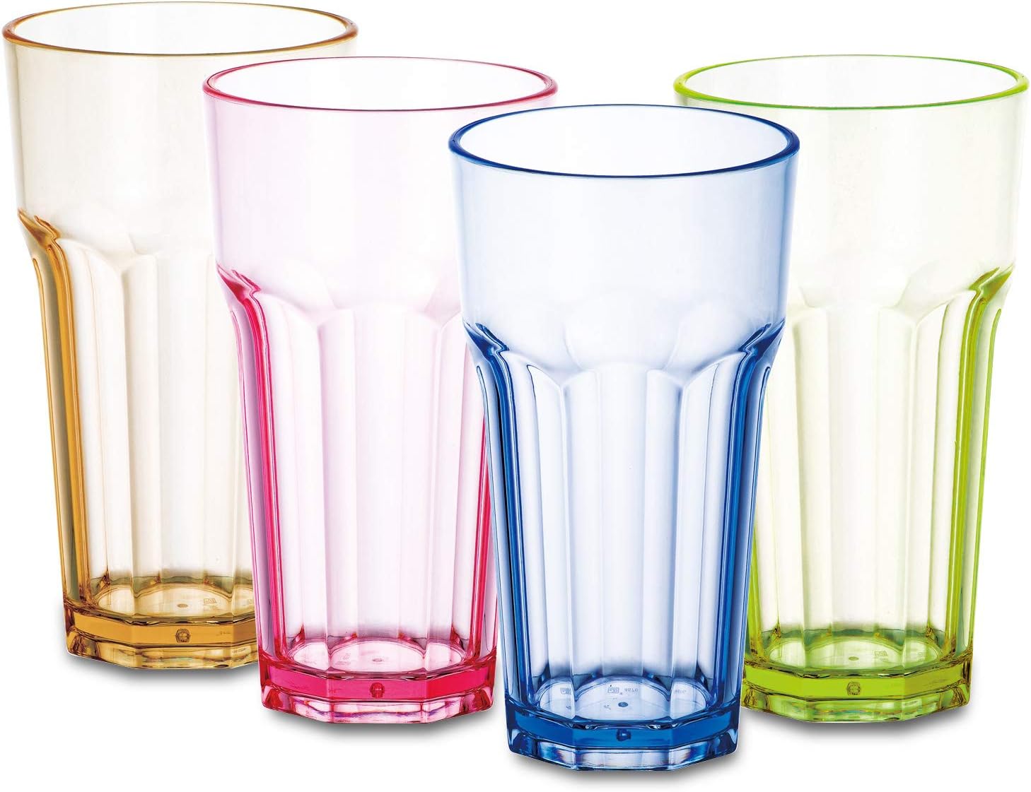 13 oz Colored Plastic Cups Highball Drinking Glasses Tall Water Tumblers Kids Beakers Glassware Adults Picnic Camping Drinkware Reusable(4 Color)