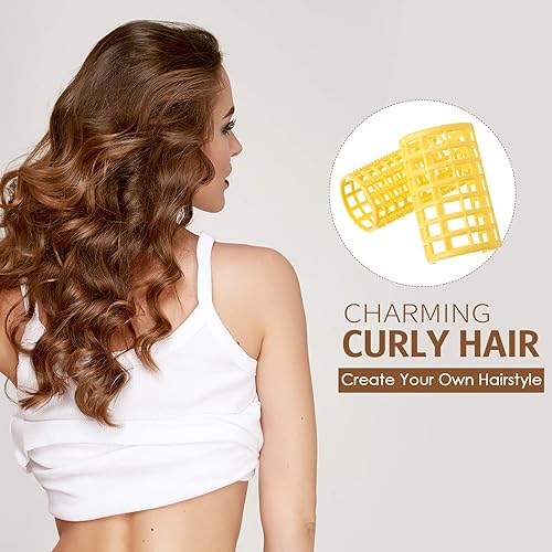 Miniatura 6 de Syhood Juego de 12 rodillos de plástico para mujer, rizadores de tamaño grande, clips de rodillo a presión con peine de cola de rata para flequillo