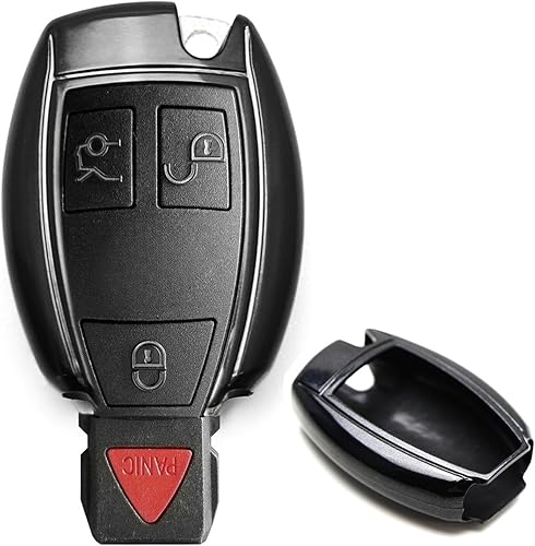 Llavero iJDMTOY inteligente con carcasa brillante a control remoto con ajuste preciso para Mercedes Benz clase C E S M CLS CLK GLK GL, etc, Negro