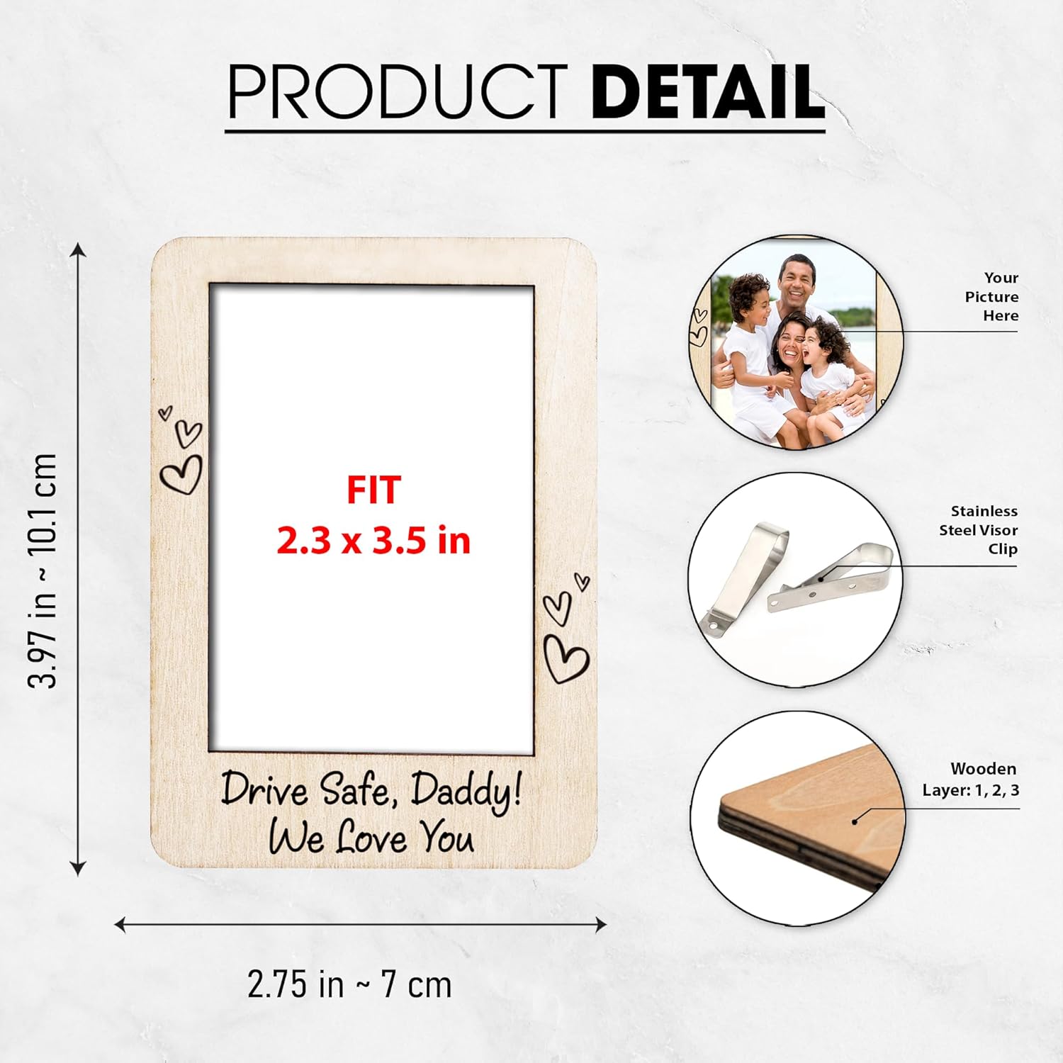 Best Dad Ever Gifts - Visor Clip Photo Frame - Drive Safe I Love You Visor Clips - Polaroid Picture Holder - Image 3