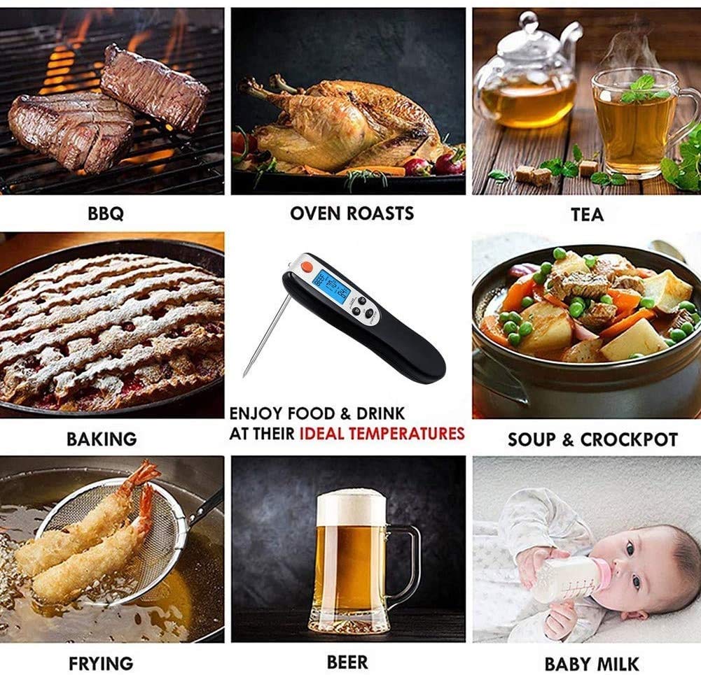 Termómetro Digital para Carne de Barbacoa, termómetro ultrarrápido con retroiluminación y calibración, sonda Digital para Alimentos para Cocina, Parrilla al Aire Libre y Barbacoa