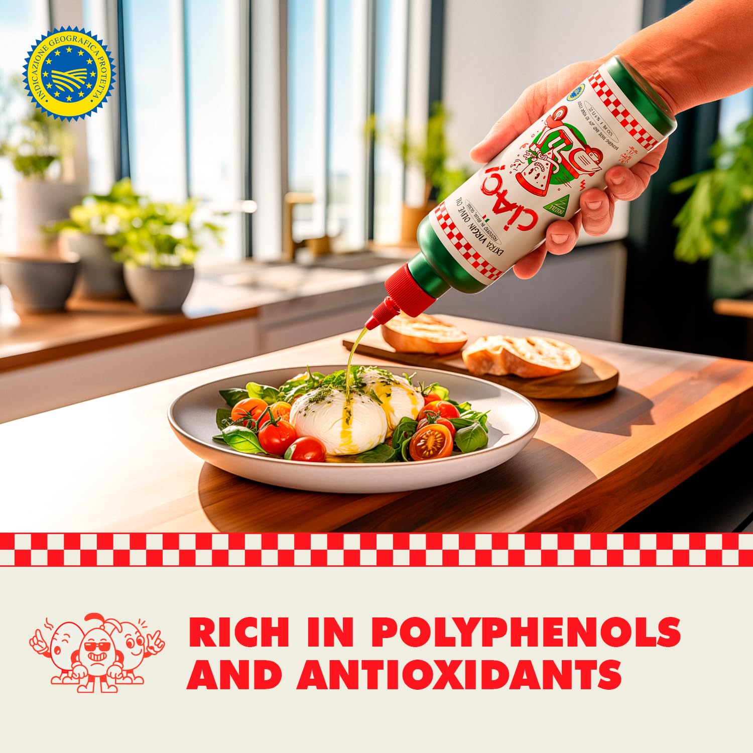 CIAO Sicilian Extra Virgin Olive Oil – First Cold-Pressed, High Polyphenol, Organic, Authentic Flavor, 16.9 Fl Oz