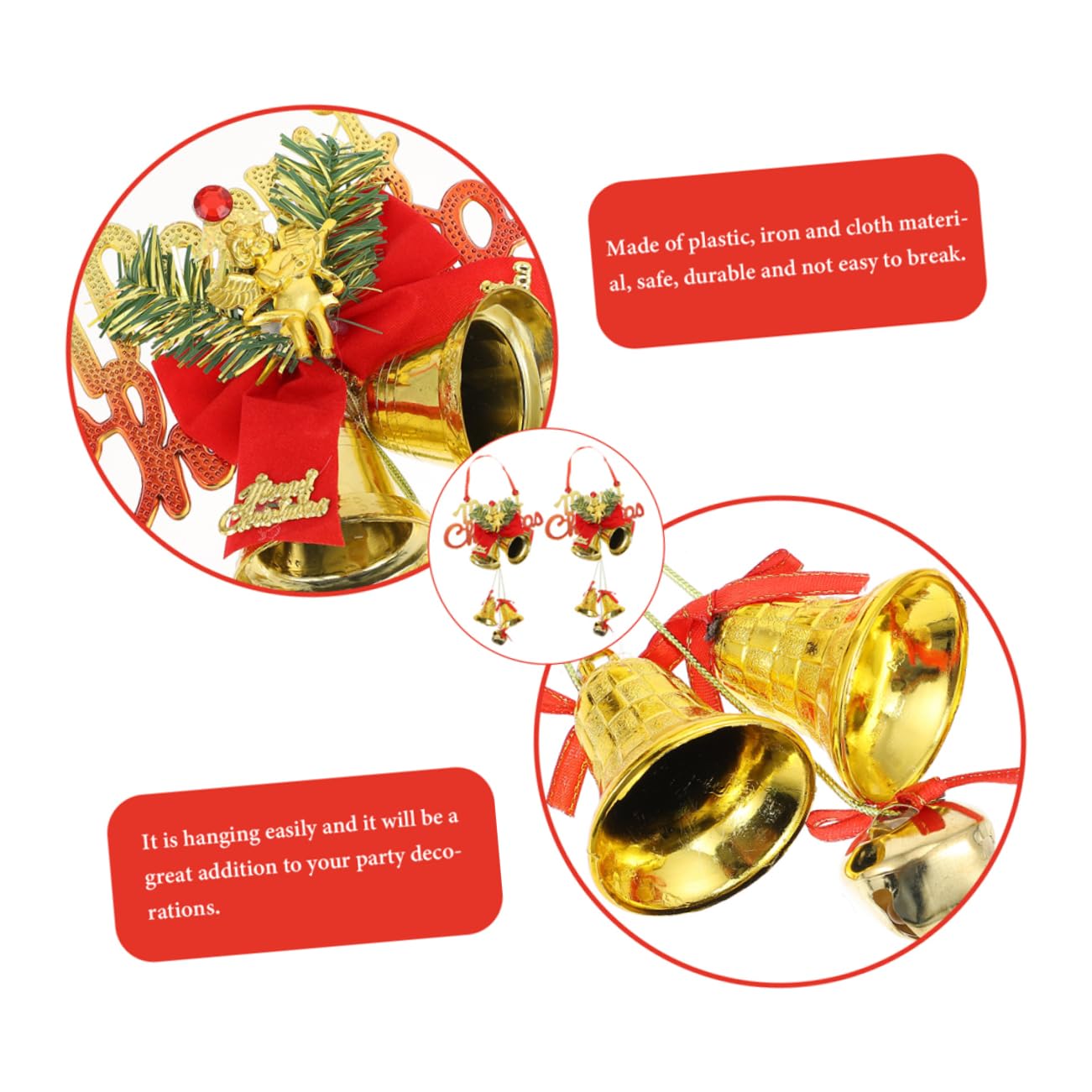 ABOOFAN 5 Set Decorazioni Natalizie Decorazione Campane Di Ornamenti Natalizi Decorazioni Cameretta Pendenti Natalizi L'impiccagione Dell'albero Di Natale Adorna Addobbi Natalizi 2 Pezzi*5