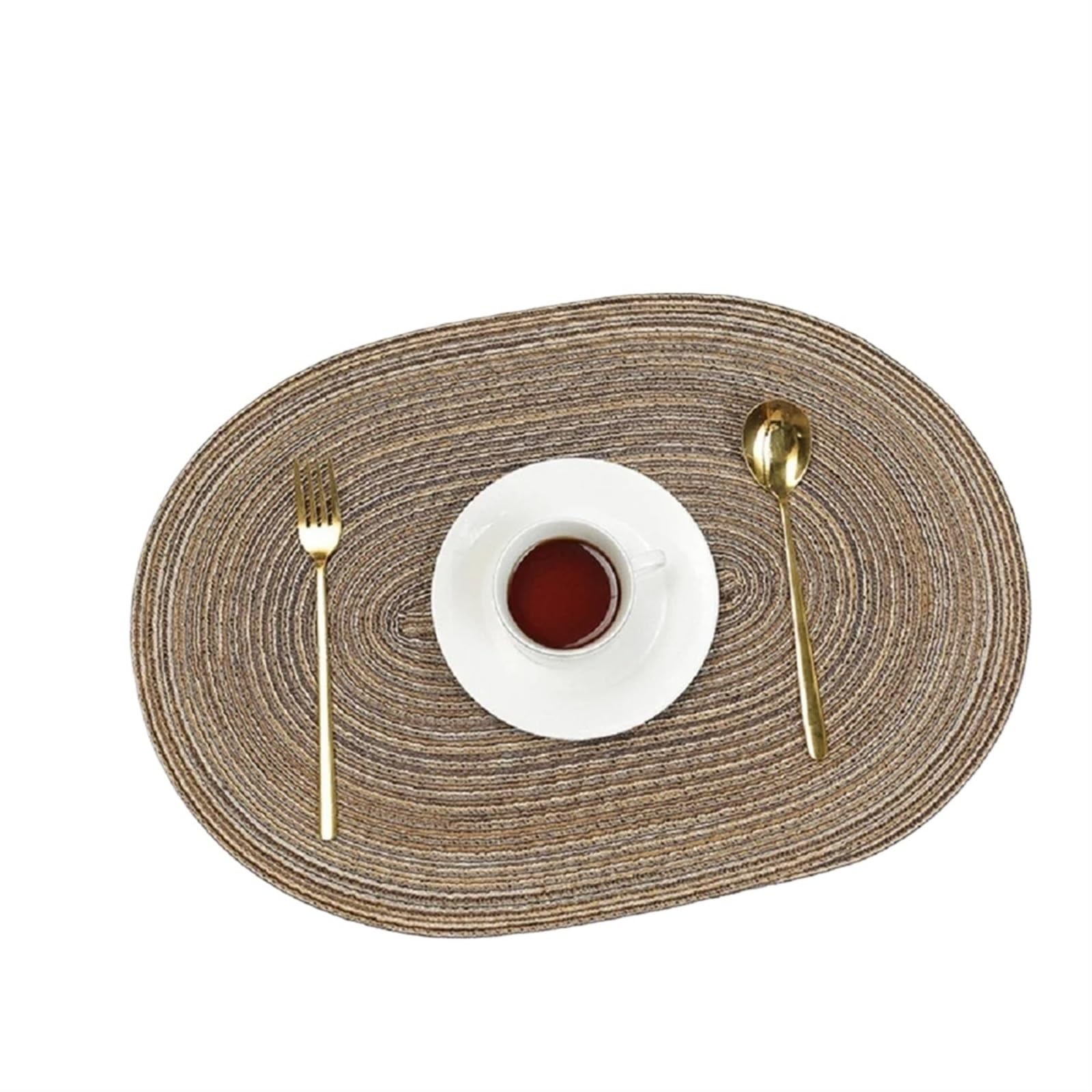 place mats for table 35x50cm Big Oval Braided Placemats Woven Table Mats for Dining Place mats for Kitchen Restaurant Dining Table(Coffee,6pcs 35x50cm)