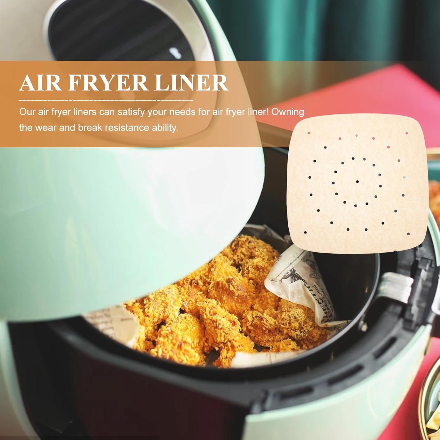 100pcs Inch Square Parchment Paper Liner for Air Fryer Basket