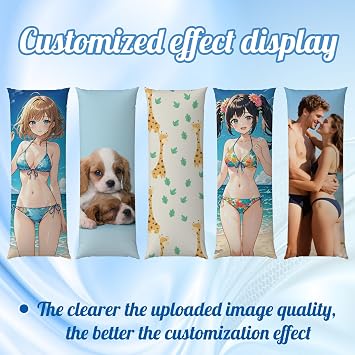 Custom Body Pillow, Body Pillow Case, Double-Sided Design, Custom Pillows with Picture, for Birthdays, Valentine's Day, Christmas, Wedding Anniversaries