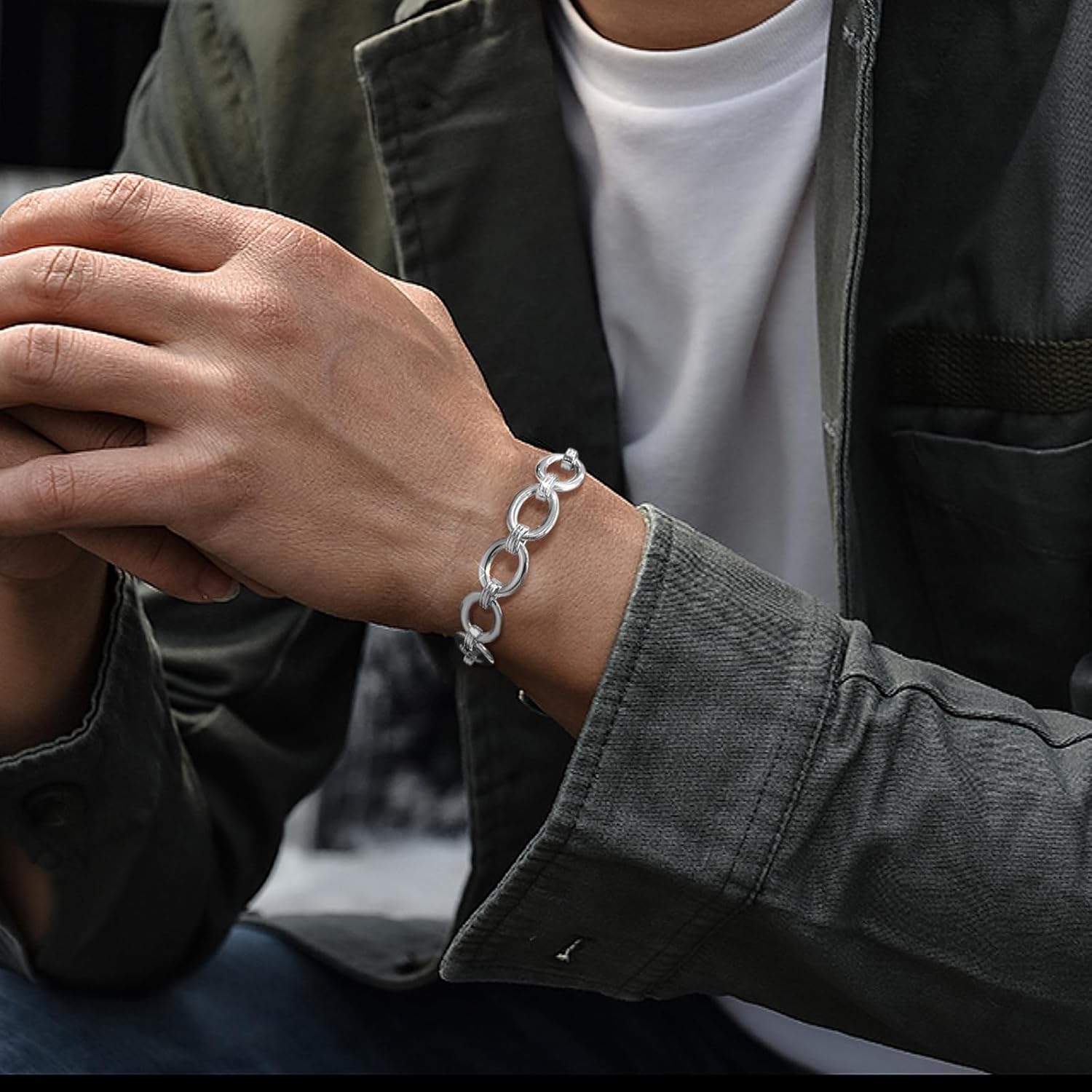 Chunky Gold Bracelets for Men Women, 18K Gold Plated Cuban Link Bracelet, Personality Handmade Chunky Bracelet Trendy Jewelry Gifts for Christmas Valentines Prom Birthday - Image 2