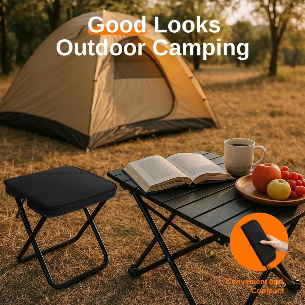 SYPRAM PRODUCTION Folding Stool Chair, Camping Stool, Portable Folding Stool with Carry Bag, Ultra-Light Outdoor Folding Chair for Tent, Traveling, Hiking, Camping (Black) 4