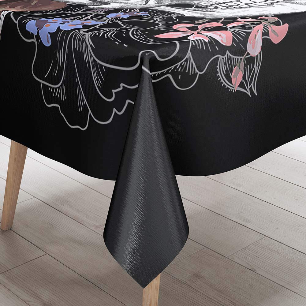 Tovaglia Rettangolare Antimacchia E Impermeabile - Moderna Con Teschio 3D, 100% Poliestere, Varie Misure (Fiore Rosa, 60x60cm)
