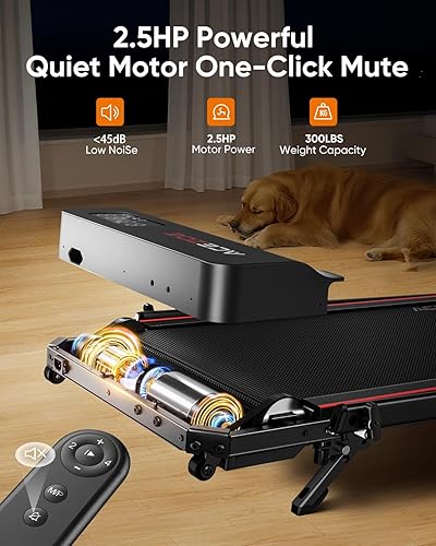 Miniatura 7 de Cinta de correr plegable 2 en 1 con inclinación de 3 niveles y 10%, tapete para caminar para oficina pequeña en casa, cinta de correr compacta y