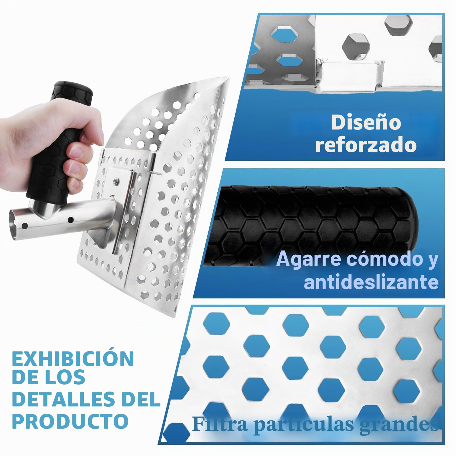 Juego de 2 Palas para Detector de Metales, Tamaño Grande y Pequeño de Acero INOX, Accesorio Versátil para Detección de Metales