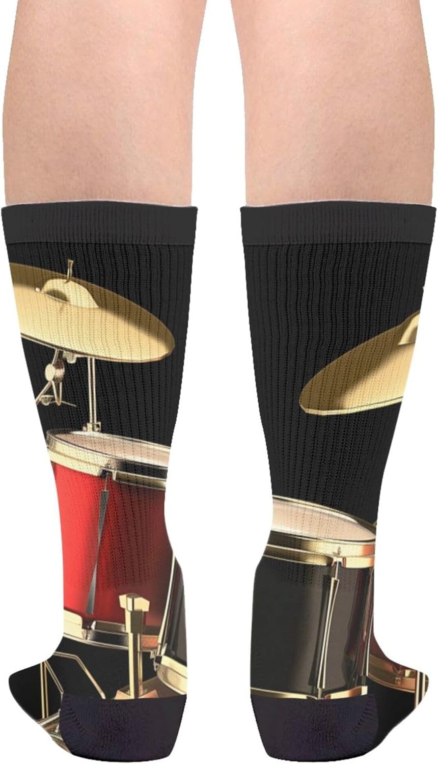Drum Set Unisex Adult Fun Cool 3D Print Colorful Athletic Sport Novelty Crew Tube Socks - Image 2