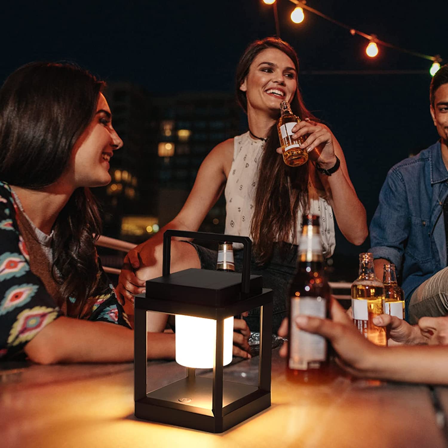 Lámpara de mesa para exteriores, 35 W, 3000 K, 3 niveles de brillo LED, lámpara solar recargable portátil IP44 impermeable, control táctil para exteriores, leer, acampar