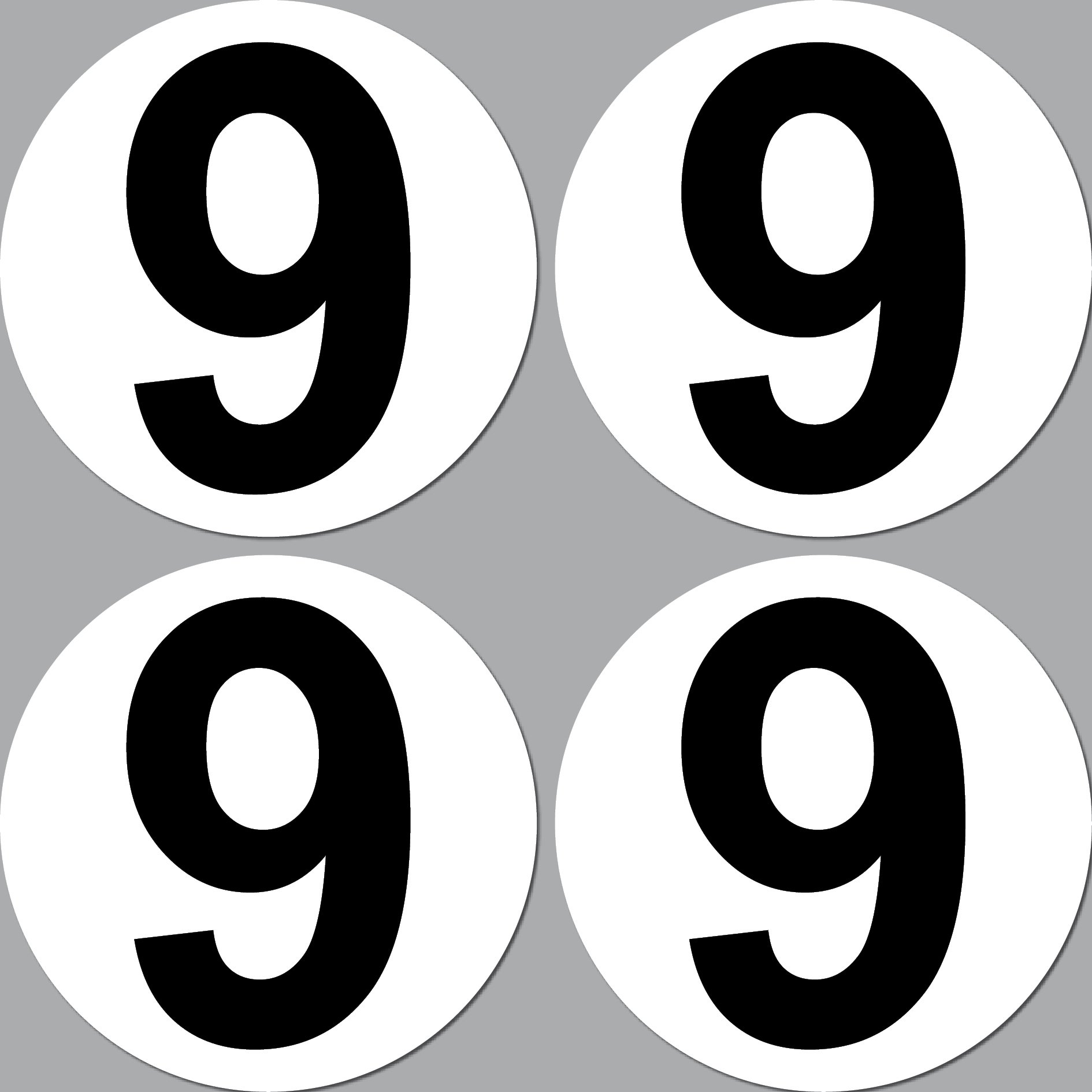 GreenIT Sticker Number 9 Race Number 10 cm Car Motorcycle Kart Go-Kart Scooter Racing Bike Cross Pack of 4