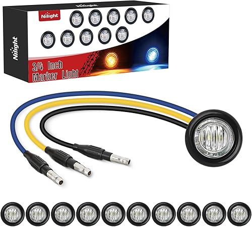 Miniatura 10 de Nilight - TL-04 juego de 10 luces LED redondas de 3/4 de pulgada, miniluces LED redondas, luces LED de gálibo delanteras, traseras y laterales