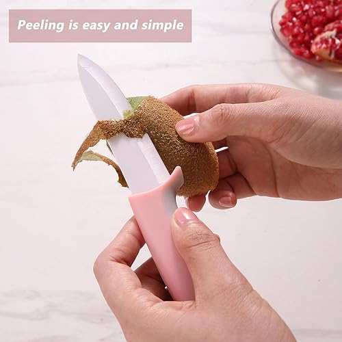 Miniatura 3 de Cuchillo de pelar de cerámica  4 pulgadas con hoja de cerámica afilada y cubierta única de hipopótamo  Cuchillo de cocina con mango de frutas y