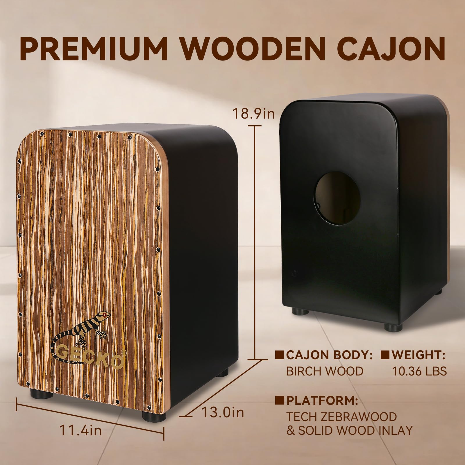 Gecko Cajon Bassdrum Modell GL40BK schwarz