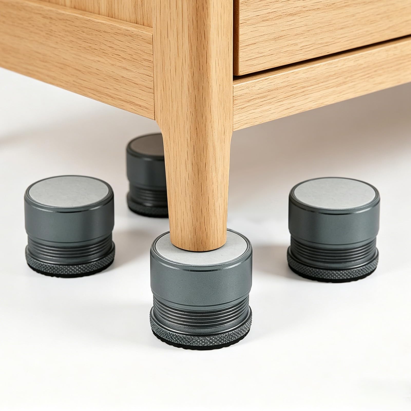 Wovella Adjustable Height Metal Furniture Risers Set of 4, Suitable for Bed, Sofa, Table, Cabinet, 2.7cm to 4cm Height 4cm Diameter, Gray Small Size