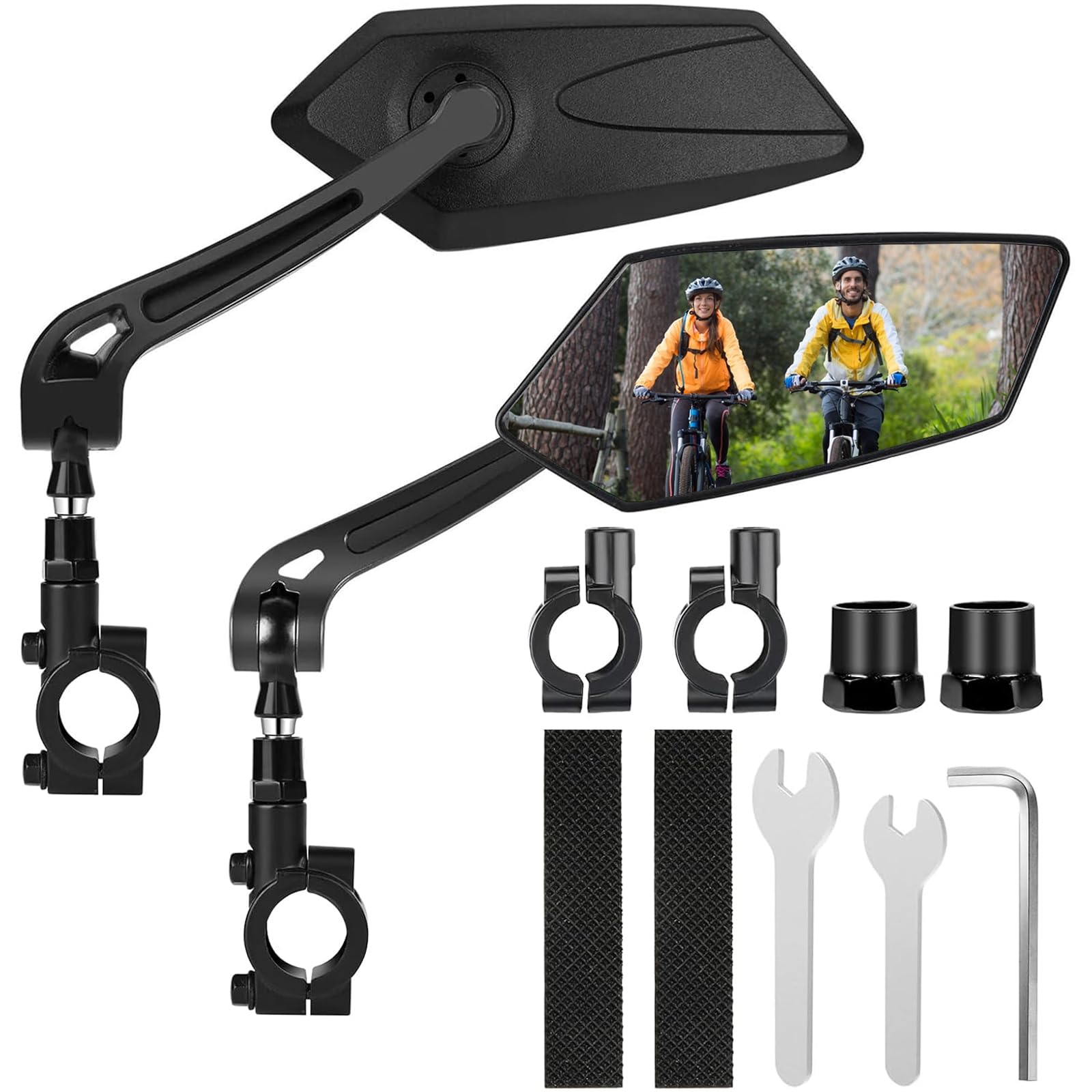 Binnan 2 Piezas Retrovisor Bicicleta, Retrovisor Patinete Electrico, 360° Adjustable Espejos Retrovisores Manillar, Retrovisor para Bicicleta para 20-24mm Manillar Espejos
