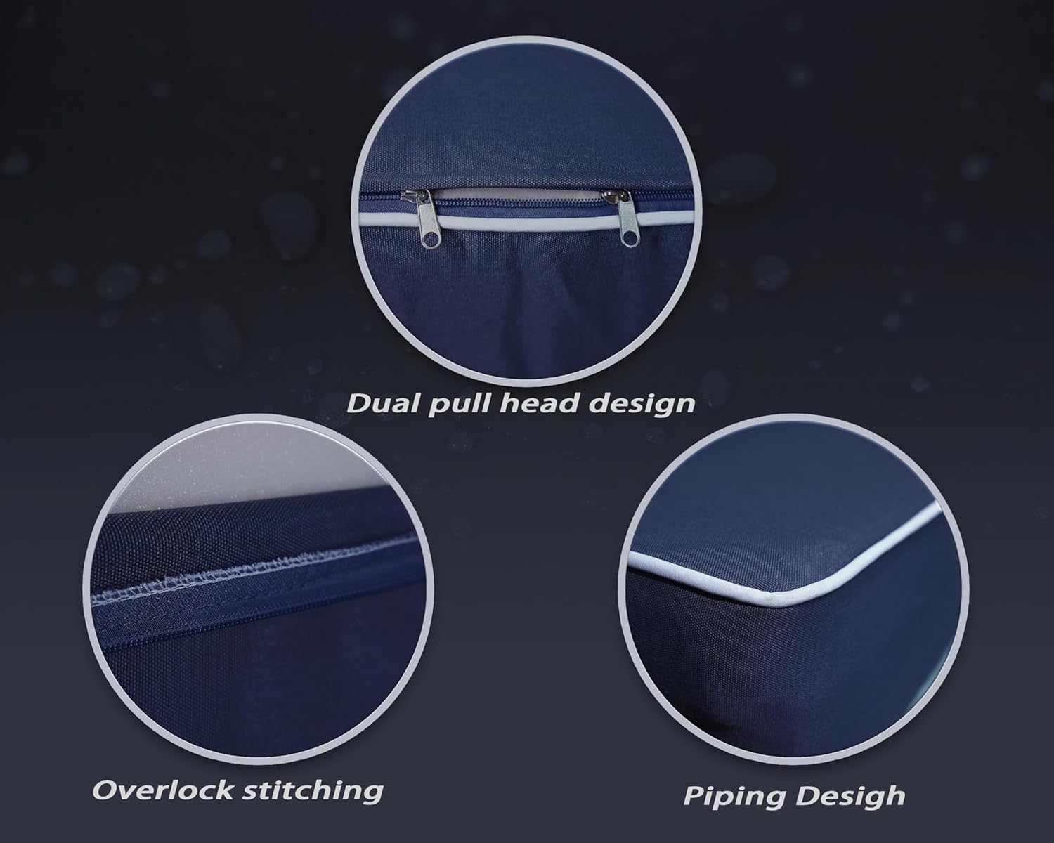 Outdoor Twin Porch Mattress Cover with Zipper, 6 Inch Waterproof Patio Daybed Fitted Sheet Cover, Anti-Fading Twin Bed Patio Swing Cushion Protector (Cushion not Included, Navy Blue)