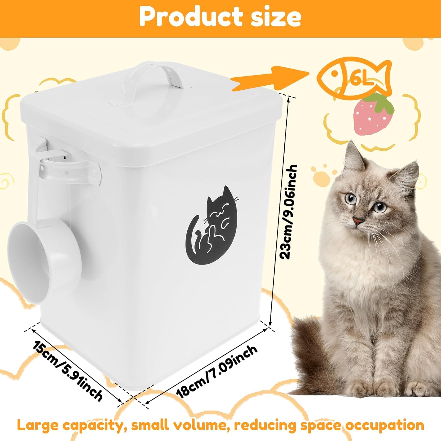 Cat Food Container, Dog Treat Holder Large, Metal Pet Food Container, Sturdy Thickened Tin Pet, Food Storage Bucket, Cat Treat Container Bucket Lightweight Storage Bucket Suitable for Dogs
